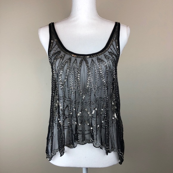 Urban Outfitters Tops - Urban Outfitters | Embellished Sheer Hi-Lo Sheer S